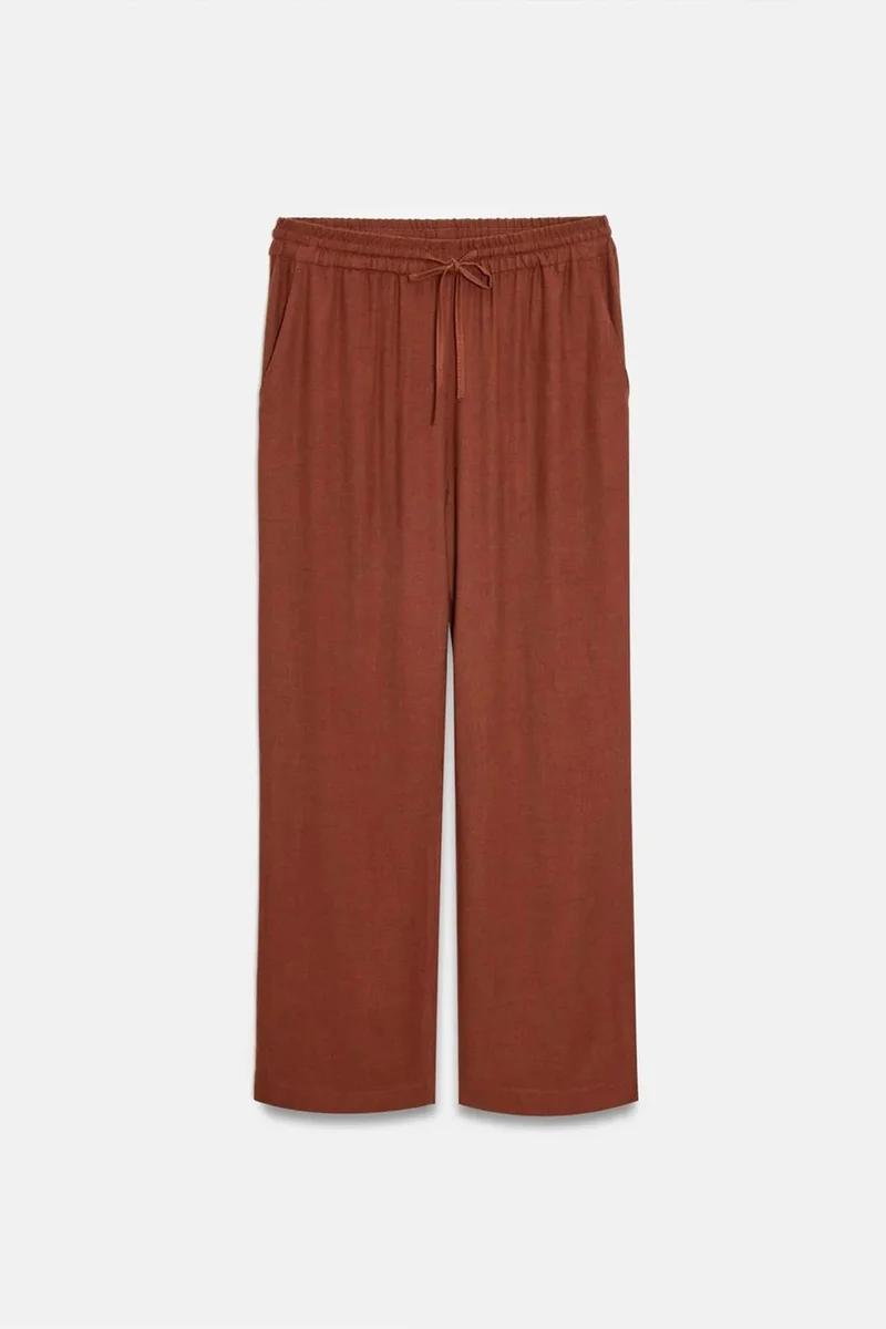 DILVIN Women’s Wide-Leg Woven Trousers With Drawstring Waist