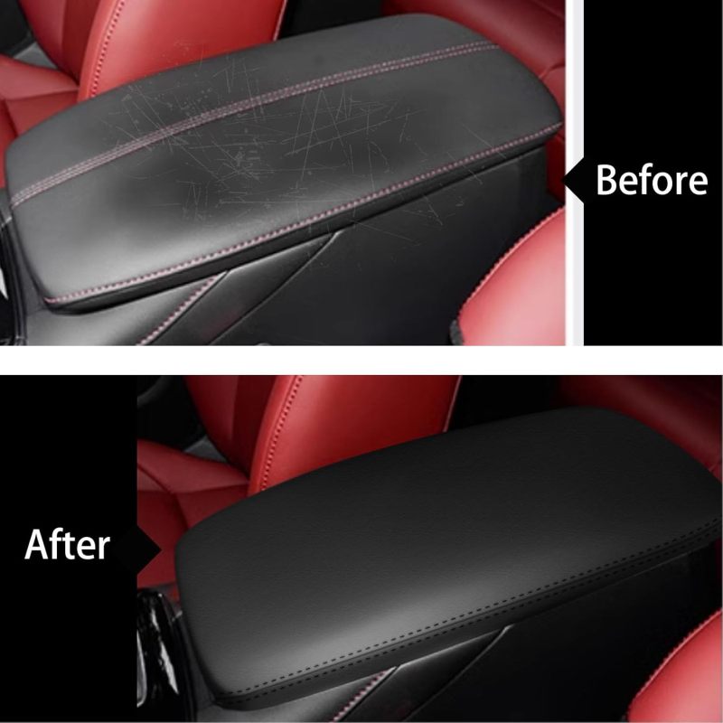 Center Console Cover: Black Leather, Waterproof & Scratch-Resistant, Easy To Clean - Armrest Cover For 2020-2025 Mazda CX-30 Car Interior Accessories - Image 3