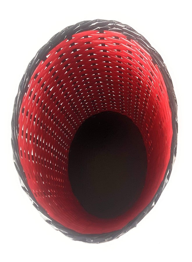 Sonas Creation Paperus, Red & Black, Dustbin, Waste Basket, Trash Can, Paper Bin, Storage Basket, Open-top, Standard Size 10 Liter, 11 inch Tall Eco Friendly, Handmade of Paper Ropes - Image 4