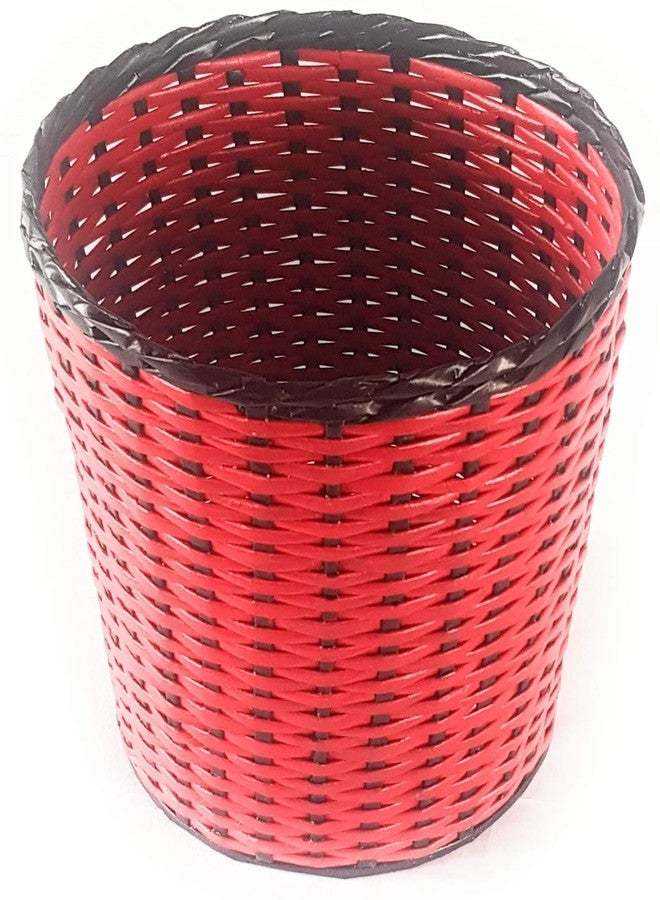 Sonas Creation Paperus, Red & Black, Dustbin, Waste Basket, Trash Can, Paper Bin, Storage Basket, Open-top, Standard Size 10 Liter, 11 inch Tall Eco Friendly, Handmade of Paper Ropes - Image 1