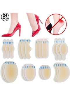 24Pcs 8 Styles Blister Adhesive Bandages, Waterproof Blister Pads, Gel Blister Cushion, Blister Patches Heel Protectors for Foot, Toe, Heel Blister Prevention & Recovery