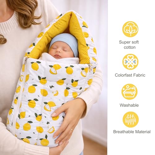 Fareto Combo of Baby Bed with Net | Carry Bag | 4 Pcs Bedding Set (0-6 Months, Baby Size, Cotton) (Lemon Yellow) - Image 4