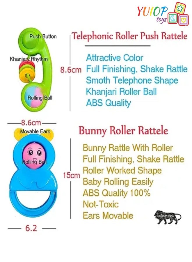 YUIOP - Rattle Set & Teether Toy - Ergonomic Grip - Melodious Sound - Smooth Rolling - Baby Toys - Attractive Colors - Baby Safe (7 Pcs (Combo 2)) - Image 4