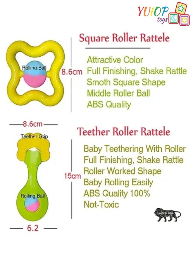 YUIOP - Rattle Set & Teether Toy - Ergonomic Grip - Melodious Sound - Smooth Rolling - Baby Toys - Attractive Colors - Baby Safe (7 Pcs (Combo 2)) - Image 5