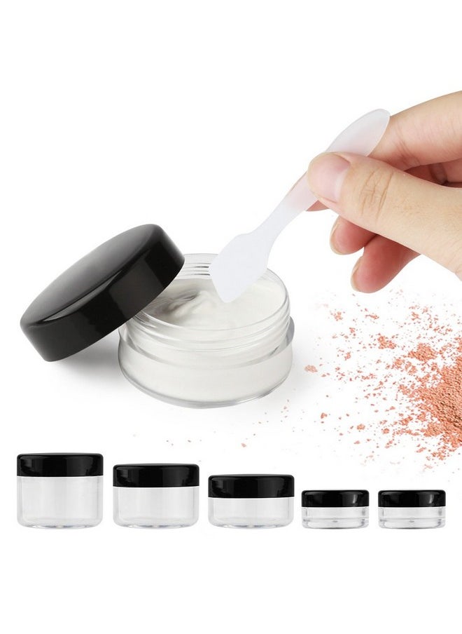 accmor - 20 Pieces Empty Clear Plastic Sample Containers With Lids 3/5/ 10/15/ 20 Gram Size Cosmetic Jars With 5 Pieces Mini Spatulas(Random Color) - Image 1