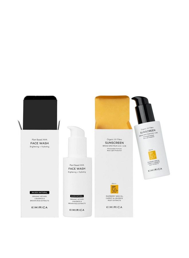 KIMIRICA Brightening Hydrating Plant Based Face Wash + Everyday Sunscreen Body Lotion With Spf 50+ & Pa+++ For All Skin Type No Parabens Sulphate Silicones For Men & Women - Image 1