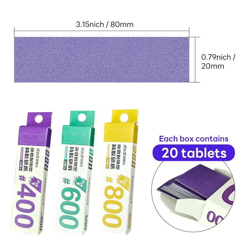 stedi Hobby Model Tools Sticky Sandpaper, Waterproof Wet/Dry Replaceable Reuse Sandpaper 400 600 800 Grit for Plastic Models, Gunpla, 60 PCS - Image 3