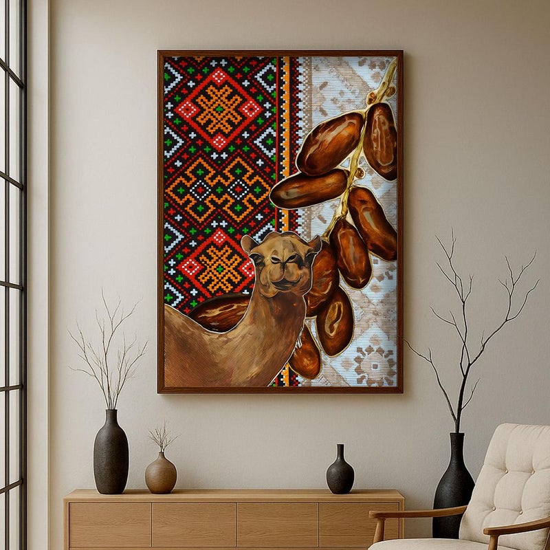 ماركتنا لوحة قماشية بتصميم الفن النجدي مع برواز مجوف مقاس (50×70) قطعة واحدة - Image 2