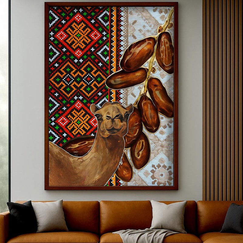 ماركتنا لوحة قماشية بتصميم الفن النجدي مع برواز مجوف مقاس (50×70) قطعة واحدة - Image 3