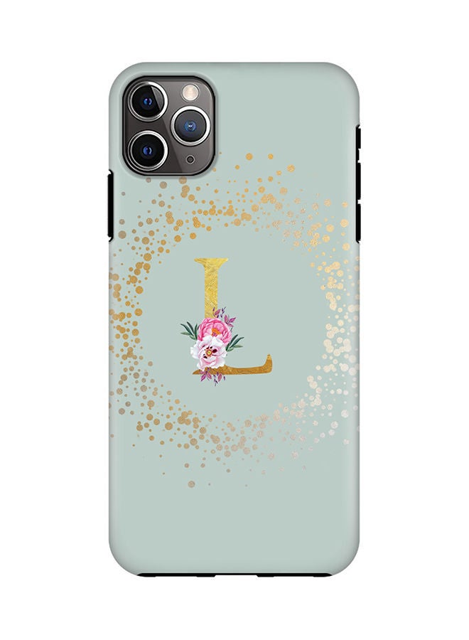 Stylizedd Monogram Tough Series for Apple iPhone 11 Pro Max Custom Initials Floral Pattern Tough Pro Dual Layer hybrid PC inner TPU protection Alphabet- L (Light Green) - Image 1