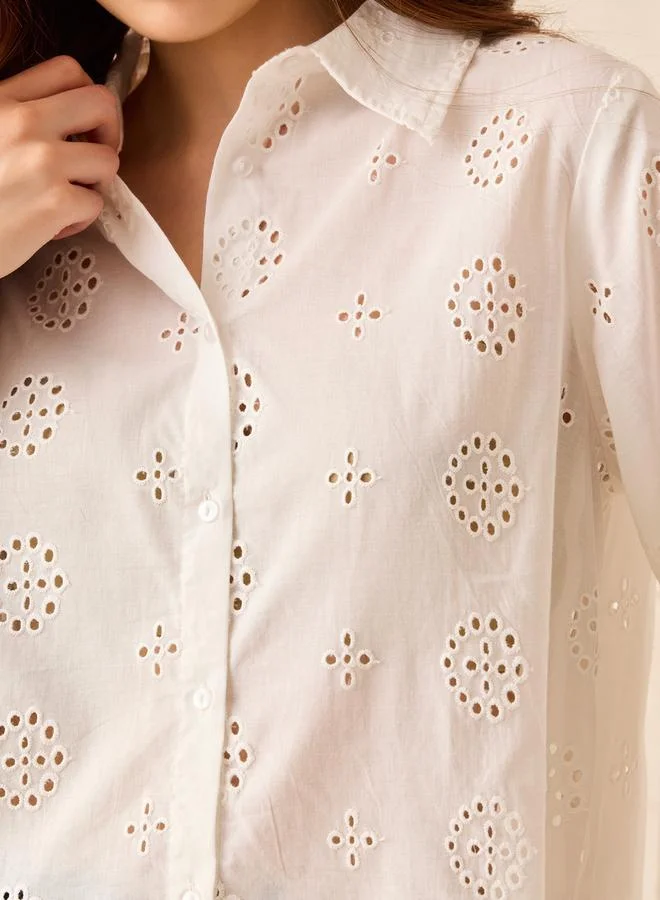 أوجيدر بلوزة بوكسي قطن بتفاصيل شيفلي