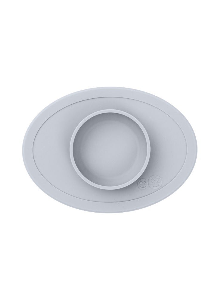 ezpz Tiny Bowl - 100% Silicone Suction Bowl - Baby Plate - Kids Plate - Baby Led Weaning - Fits On All Highchair Trays - 4 Months+ - Pewter - Image 1