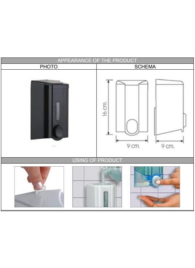 Vialli S2B Liquid Soap Dispenser Apparatus Black 500 ml  - Image 2