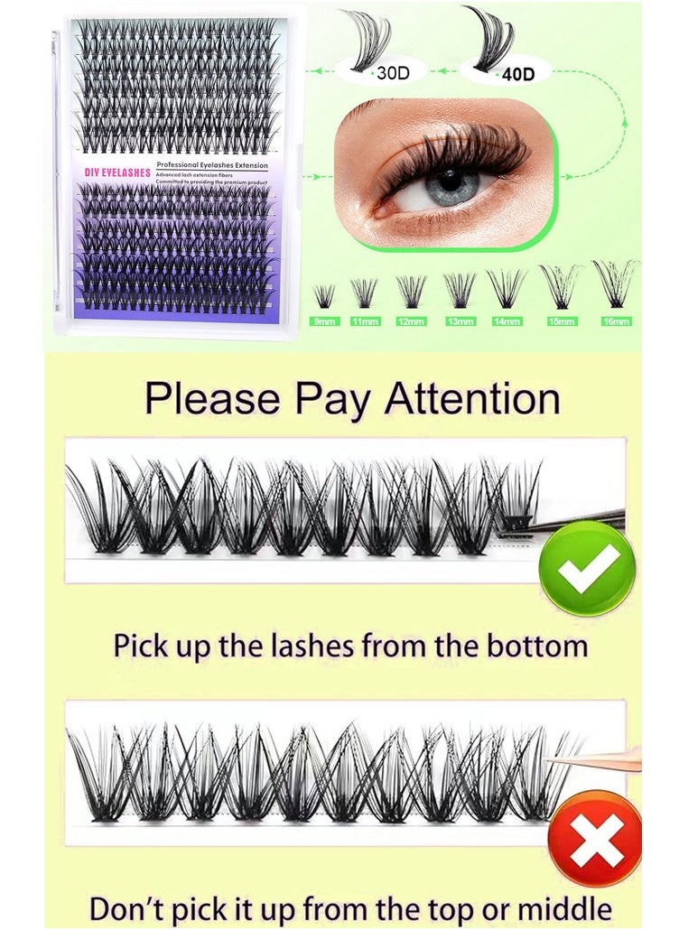 Generic - 30D/40D Self Extensions False Eyelash Set, Segmented Natural Simulation Single Cluster Planted Eye Lashes, High-grade Fiber Large Capacity DIY Eyelashes - Image 1