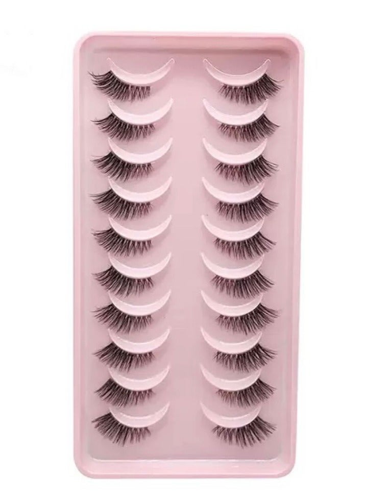 10 pairs of half-eye false eyelashes Natural short eyelashes for lengthening the end of the eye. - Image 1