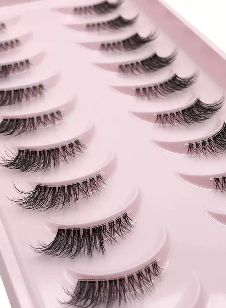 10 pairs of half-eye false eyelashes Natural short eyelashes for lengthening the end of the eye. - Image 2