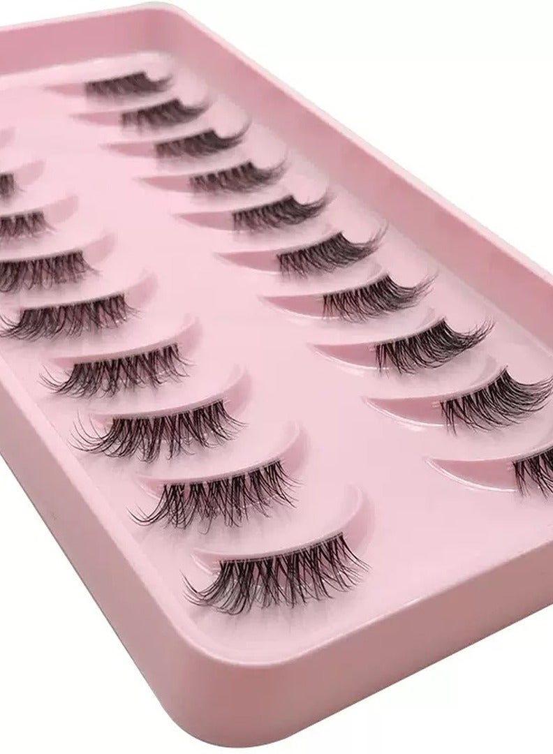 10 pairs of half-eye false eyelashes Natural short eyelashes for lengthening the end of the eye. - Image 3
