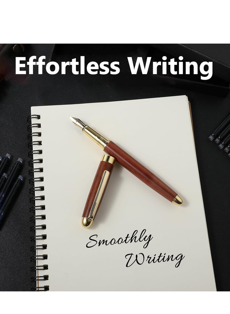 Ballpoint Pen With 12 Ink Cartridges, Vintage Luxury Wooden Ballpoint Pen Set, 0.5mm Ballpoint Pen Set With Brass Edges, Fashionable Gift Box For Students, Teachers, Schools, And Offices - Image 5