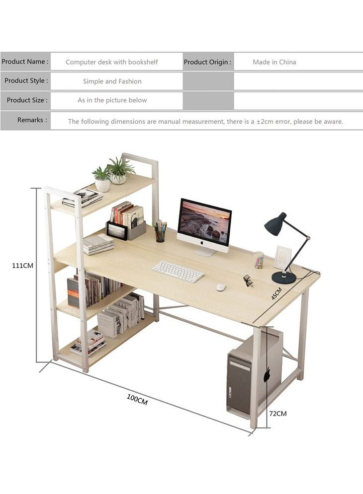 ZUIHAO Home Office Writing Computer Desk with Bookshelf Modern Simple Study Table - Image 5