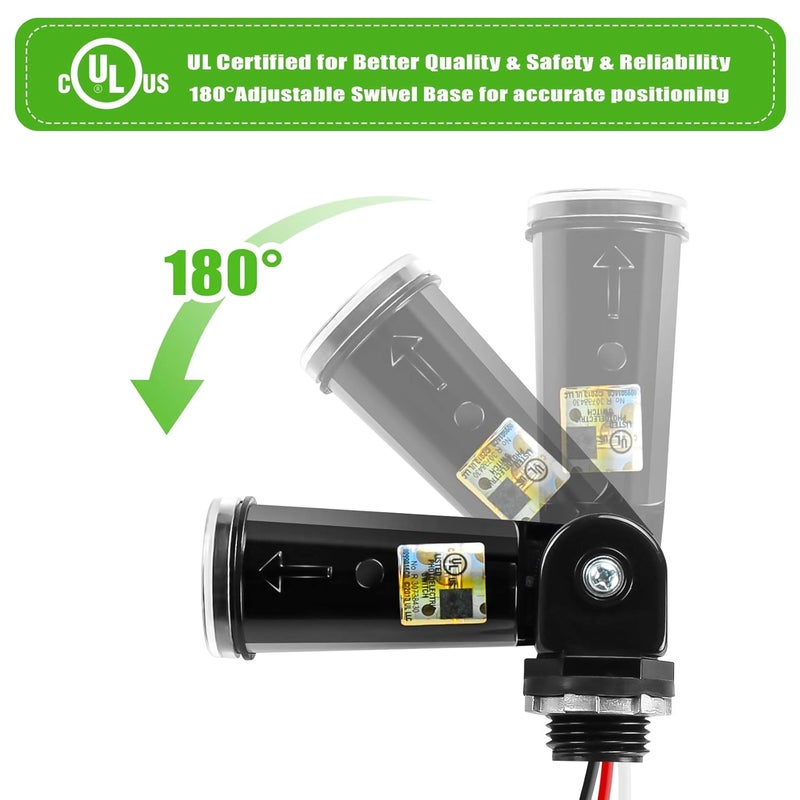 ORRGENA 2-Pack, Dusk to Dawn/Day Night Sensor, Photoelectric Switch, Photo Cell Sensor, 110V/120V/220V/240V Input, UL Listed, IP65 Water-Resistant, Photocell for Outdoor Light - Image 2