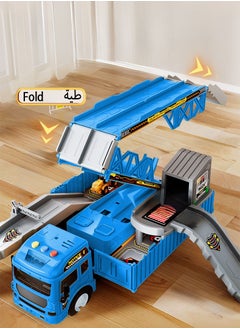 Jourvent Truck Race Track Kids Toys – Foldable 3-Layer Car Race Track Playset with Truck Transport Carrier and 16 Race Cars (Container Truck Toy).  - Image 2