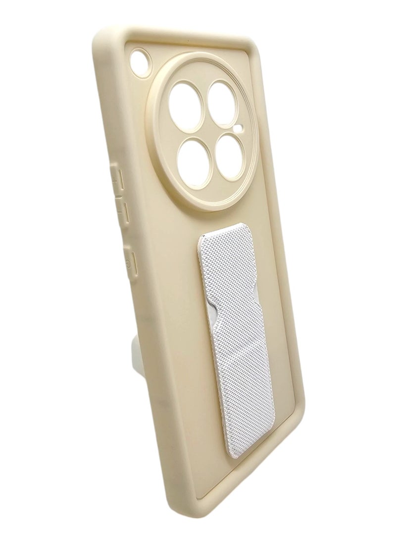 Silicone Back Cover With Holder For Infinix Zero 40 - Beige - Image 2