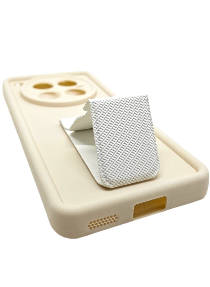 Silicone Back Cover With Holder For Infinix Zero 40 - Beige - Image 4