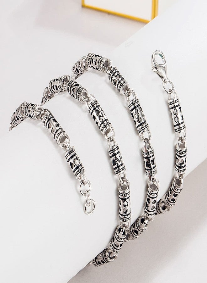 Dankadi Vintage Chic 4.5mm Curb Mens Necklace -925 Sterling Silver Cylindrical Box Chain Italy Jewelry -Neck Link Chains For Man Women 20" 22" 24" inch, 24 inches, Sterling Silver, Zircon - Image 4
