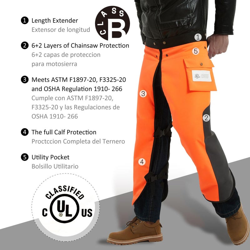 ZELARMAN Chainsaw Chaps Apron 8-Layer Wrap for Men/Women Loggers Forest Workers Protective Chain Saw Pants Adjustable - Image 2
