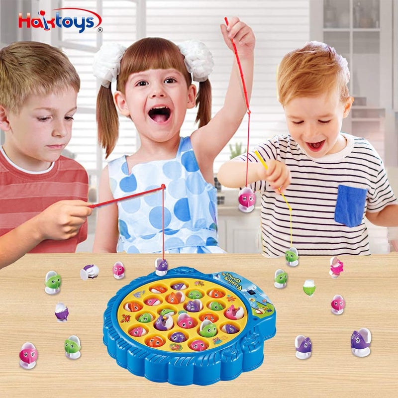 Haktoys Fishing Game for Kids & Toddlers â€“ Battery-Operated Rotating Fishing Toy with 21 Fish, 4 Poles & Music On/Off Switch â€“ Fun Educational Board Game for Boys & Girls - Image 5