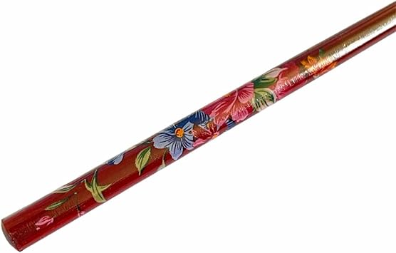 Generic 1pc Hair Stick Chopstick Wooden Flower Printed Bun Holder 18CM Long Hair Pins Womens Girls Hair Styling Accessories Brown  - Image 2