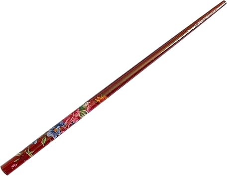 Generic 1pc Hair Stick Chopstick Wooden Flower Printed Bun Holder 18CM Long Hair Pins Womens Girls Hair Styling Accessories Brown  - Image 4