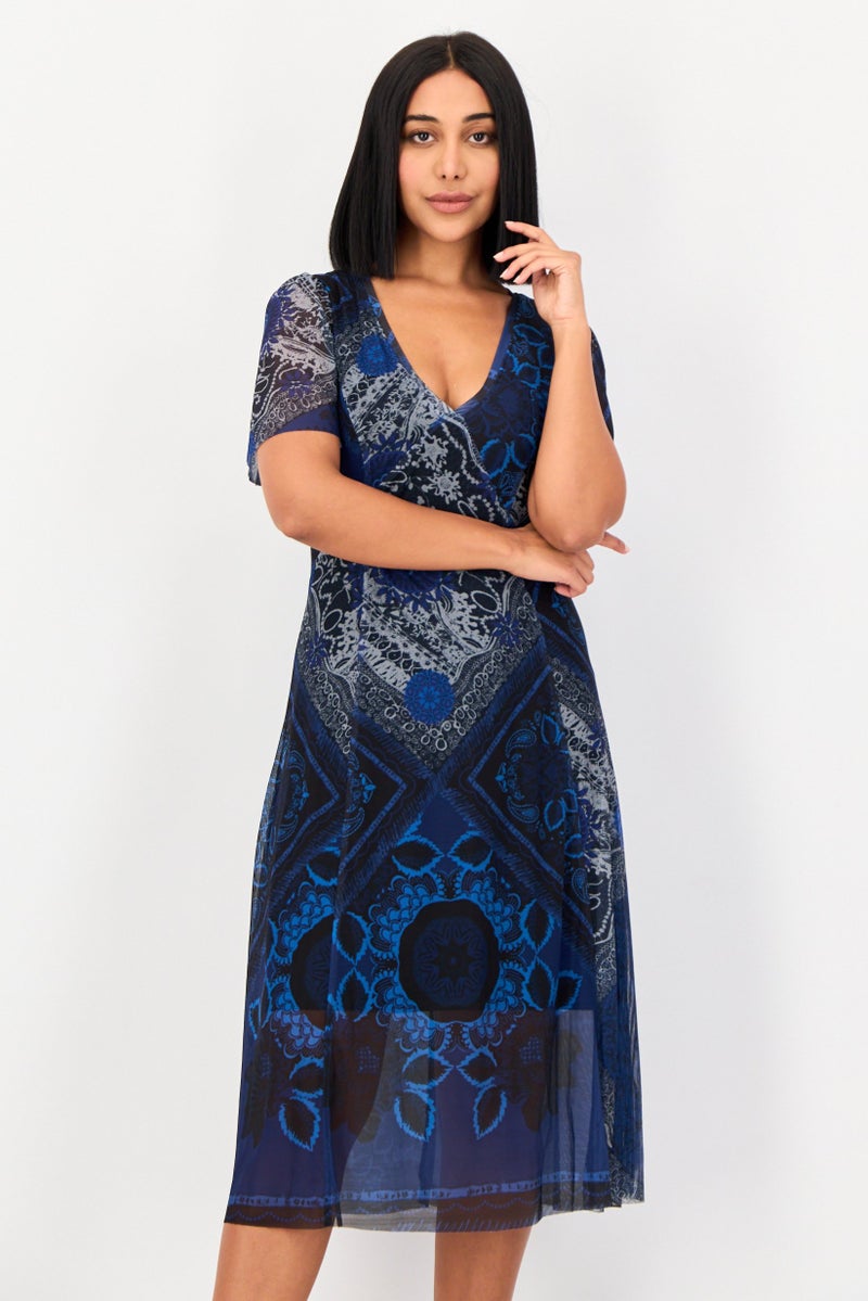 DESIGUAL Women Allover Print Midi Dress, Multicolor - Image 1