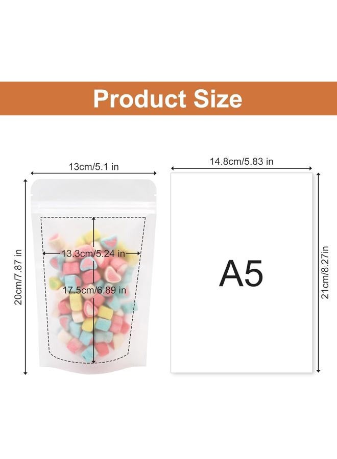SumDirect 50Pcs 5x8 inches Matte Frosted (Not Clear) Zipper Resealable Stand Up Drink Bags,Snack Food Tea Packing Drinking Pouches - 5x8inches - Image 2