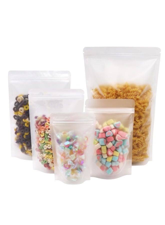 SumDirect 50Pcs 5x8 inches Matte Frosted (Not Clear) Zipper Resealable Stand Up Drink Bags,Snack Food Tea Packing Drinking Pouches - 5x8inches - Image 1