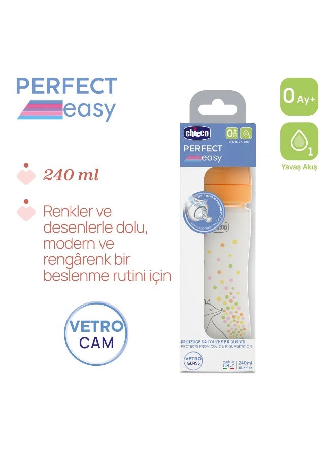 Chicco Perfect Easy Anti-Colic Slow Flow Glass Baby Bottle - 240ml - Image 2