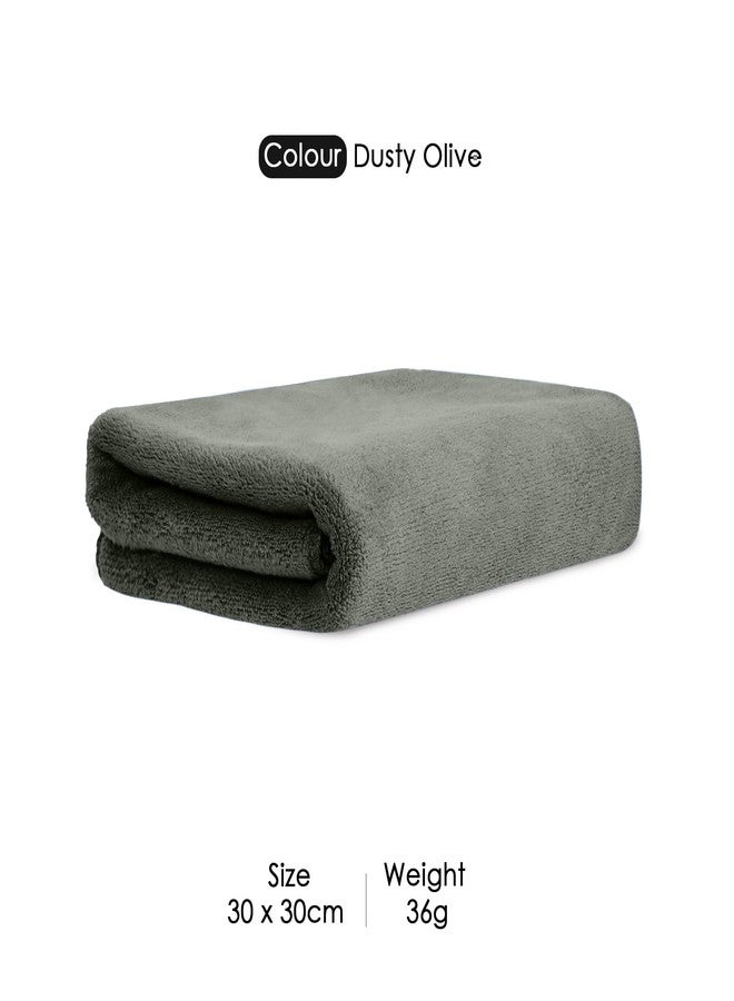 HOUSSE Luxury Microfiber Face Towel Dusty Olive | Exfoliating Makeup Remover | Antibacterial Bamboo Blend | Sustainable 450 GSM | Soft Touch Set | 30x30 cm | Pack of 6 - Image 2