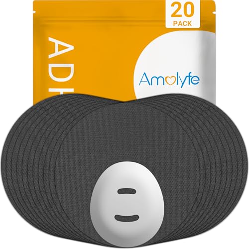Amolyfe Dexcom G7 Overpatches 20 pcs Waterproof Dexcom Stelo Adhesive Patches 1 pc Reusable Protective CGM Sensor Cover Breathable LongLasting Hypoallergenic No Residue on Dexcom G7 BLK
