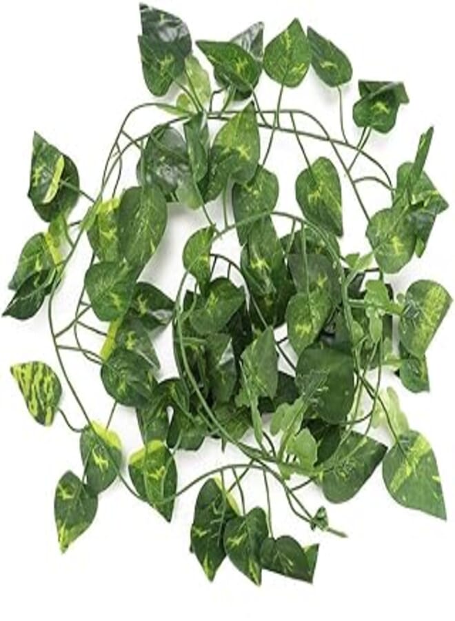 نباتات ريبتا فاينز المرنة الطويلة ذات الأوراق الصناعية المزيفة لتزيين الموائل للسحالي والضفادع والثعابين والمزيد من الزواحف [ورقة خضراء]