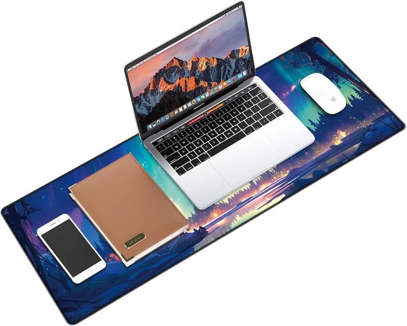Galdas Gaming Mouse Pad XXL XL Large Long Extended Big Mousepad Non-Slip Rubber Keyboard Mouse Pad with Stitched Edges for Laptop Home Office (31.5x11.8x0.08 Inch) … (Aurora) - Image 3