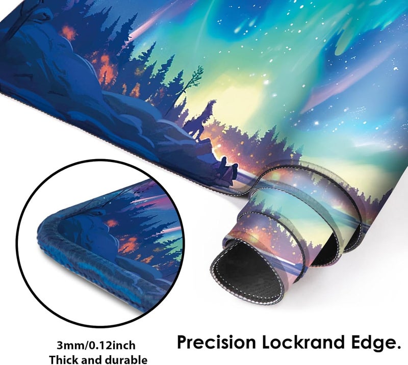 Galdas Gaming Mouse Pad XXL XL Large Long Extended Big Mousepad Non-Slip Rubber Keyboard Mouse Pad with Stitched Edges for Laptop Home Office (31.5x11.8x0.08 Inch) … (Aurora) - Image 4