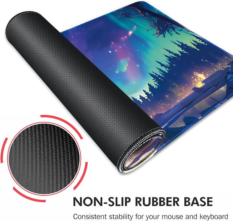 Galdas Gaming Mouse Pad XXL XL Large Long Extended Big Mousepad Non-Slip Rubber Keyboard Mouse Pad with Stitched Edges for Laptop Home Office (31.5x11.8x0.08 Inch) … (Aurora) - Image 5