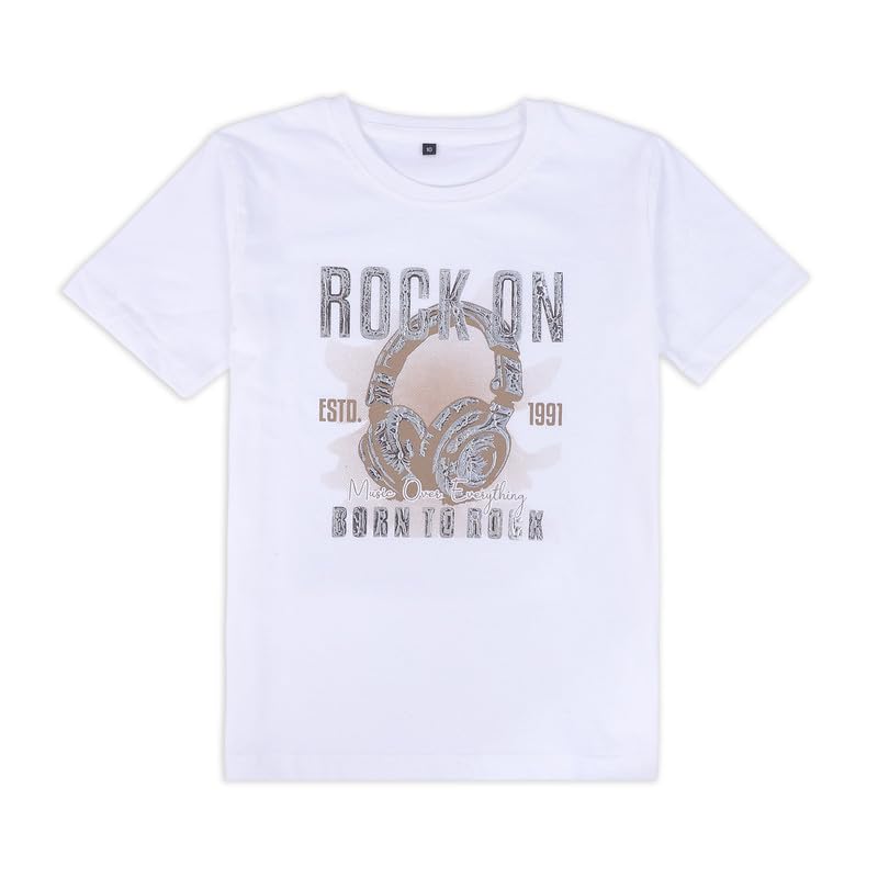 CHARCHIT Boys Full Sleeves Geometric Printed Shirt and T-Shirt in Khaki - Image 4