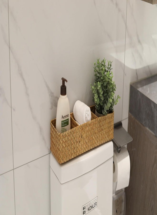 DOKOT Seagrass Storage Basket Woven Shelf Baskets for Bathroom Vanity Dresser Caddy Organizer 14.6inch x 4.7inch x 3.1inch - Image 5