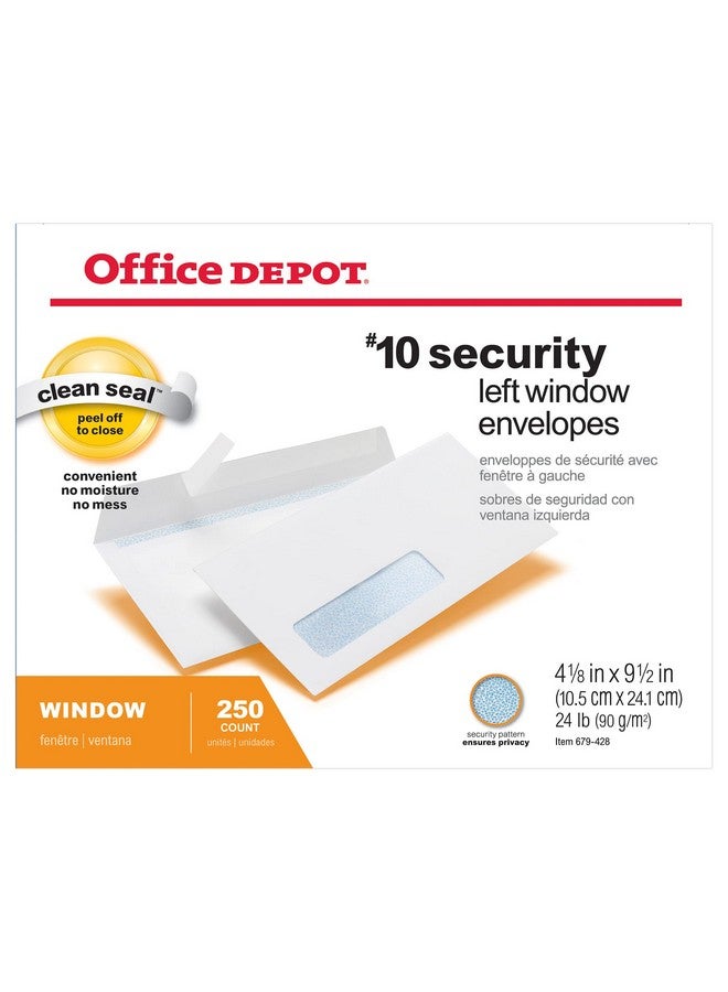 Office Depot Clean Seal(Tm) Security Window Envelopes 10 (4 1/8In. X 9 1/2In.) White Pack Of 250 77292 - Image 4
