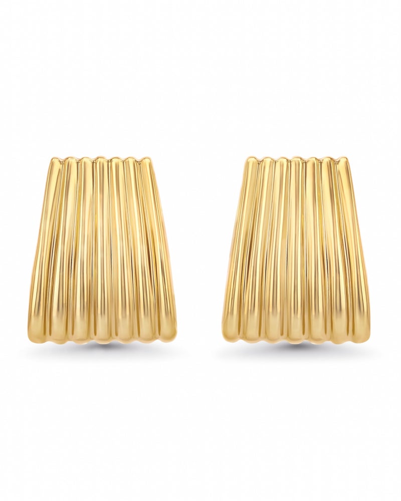SNGIA Chunky Statement Earrings for Women by SNGIA (18K gold plated, silver plated Plated), Small Handmade Trendy Stud Ribbed Jewelry Gifts, Rectangle Huggies Fashion Button Accessories, Vintage Thick Square Nickle Free Huggie Earring. - Image 1