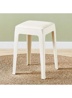DANUBE HOME Nowata Stool Light Weight Single Backless Chair PP+PU Cushion Material Modern Design 1 Seater Chair For Living Room Dining Room Indoor Furniture L28xW28xH47cm -White 