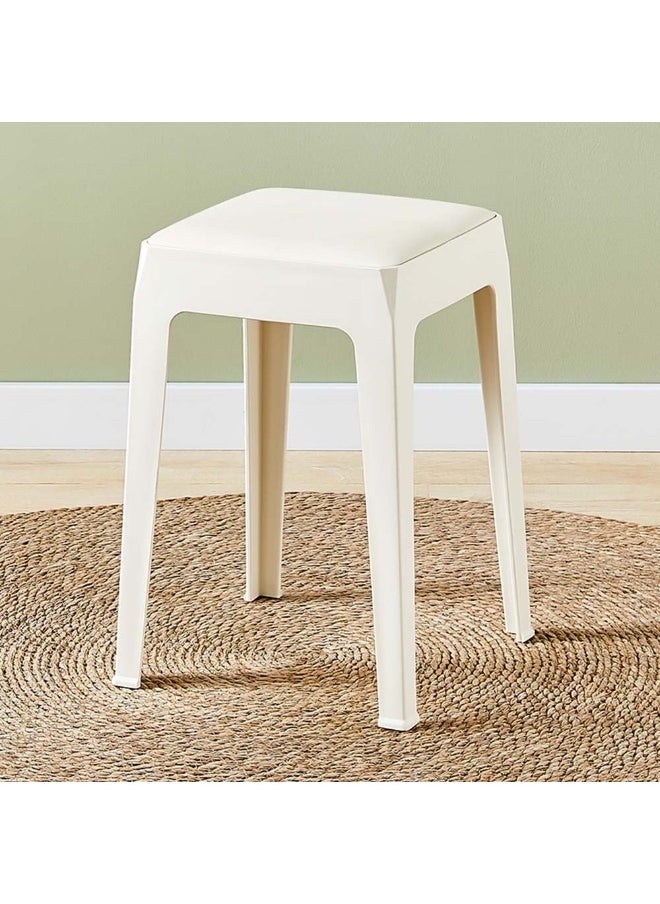 DANUBE HOME Nowata Stool Light Weight Single Backless Chair PP+PU Cushion Material Modern Design 1 Seater Chair For Living Room Dining Room Indoor Furniture L28xW28xH47cm -White 