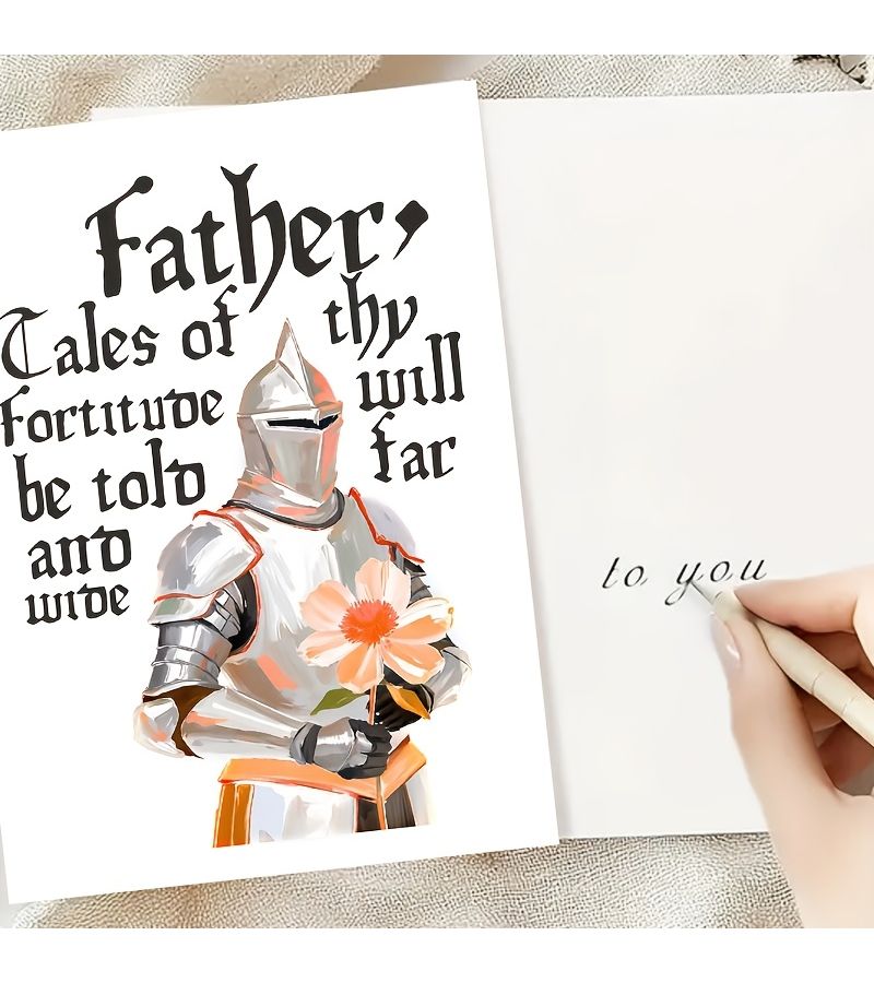 Red Medieval Knight Fathers Day Card 1 Set With Envelope - Image 4