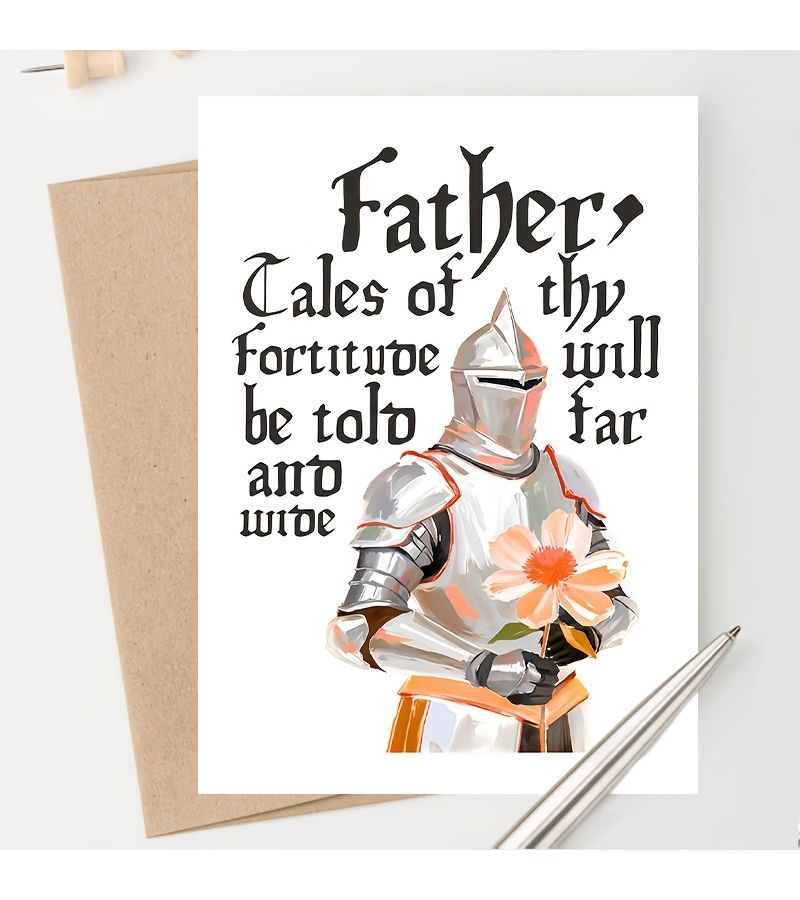 Red Medieval Knight Fathers Day Card 1 Set With Envelope - Image 1